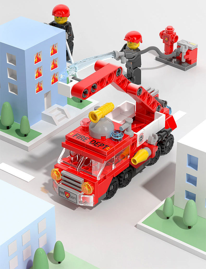 6 In 1 City Fire Truck Building Blocks 142 Compatible Bricks Kit Toy Set