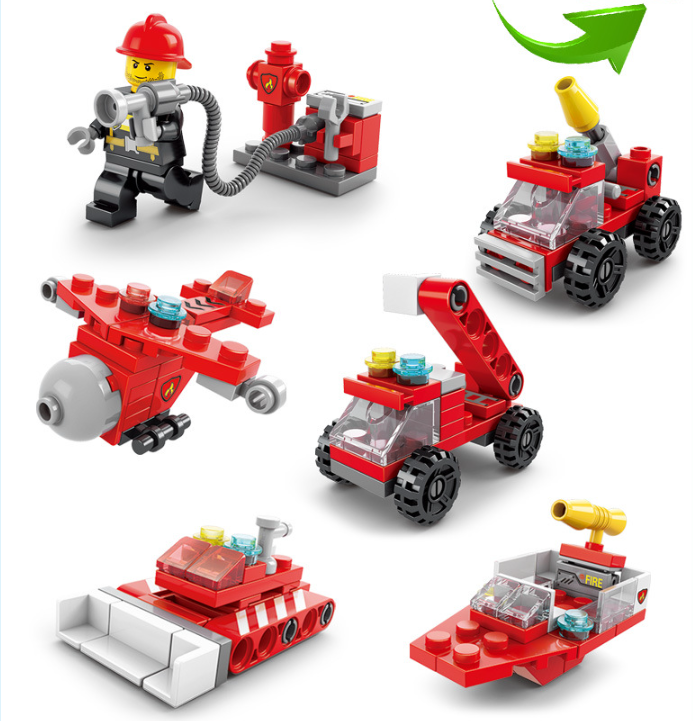 6 In 1 City Fire Truck Building Blocks 142 Compatible Bricks Kit Toy Set