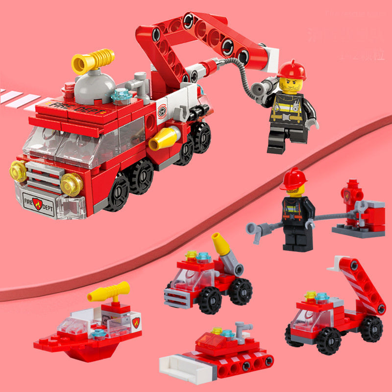 6 In 1 City Fire Truck Building Blocks 142 Compatible Bricks Kit Toy Set