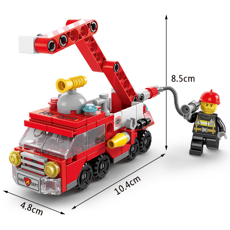 6 In 1 City Fire Truck Building Blocks 142 Compatible Bricks Kit Toy Set