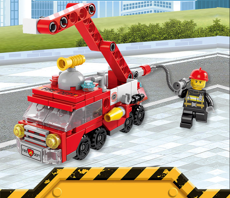 6 In 1 City Fire Truck Building Blocks 142 Compatible Bricks Kit Toy Set