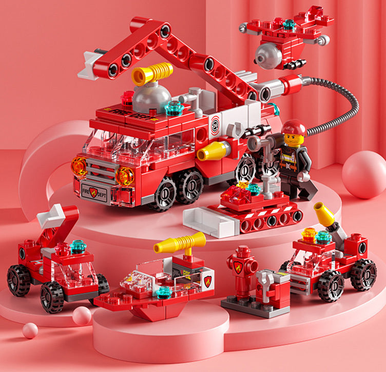 6 In 1 City Fire Truck Building Blocks 142 Compatible Bricks Kit Toy Set