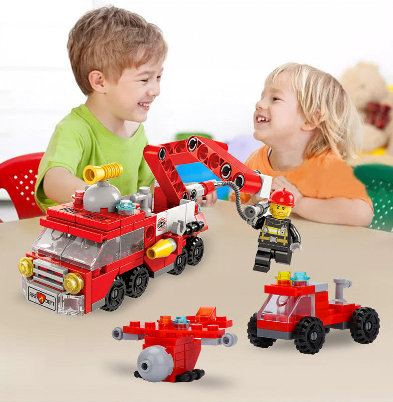 6 In 1 City Fire Truck Building Blocks 142 Compatible Bricks Kit Toy Set
