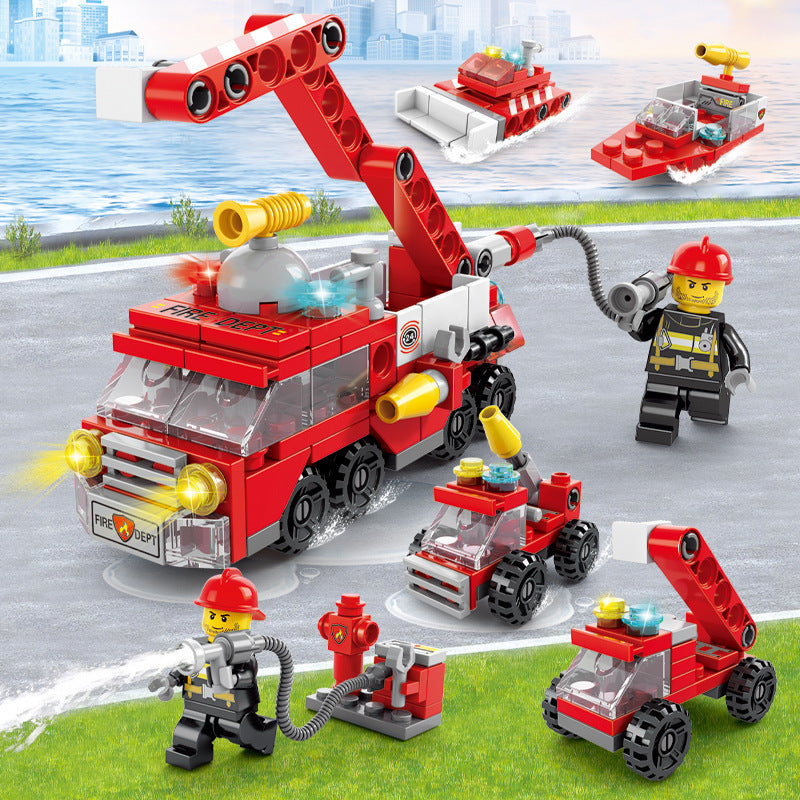 6 In 1 City Fire Truck Building Blocks 142 Compatible Bricks Kit Toy Set