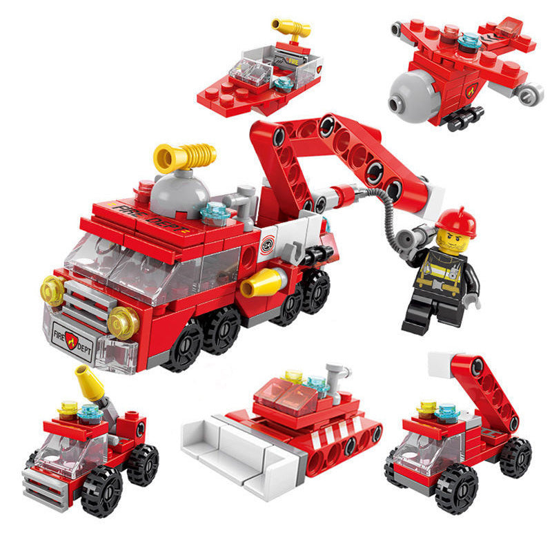 6 In 1 City Fire Truck Building Blocks 142 Compatible Bricks Kit Toy Set
