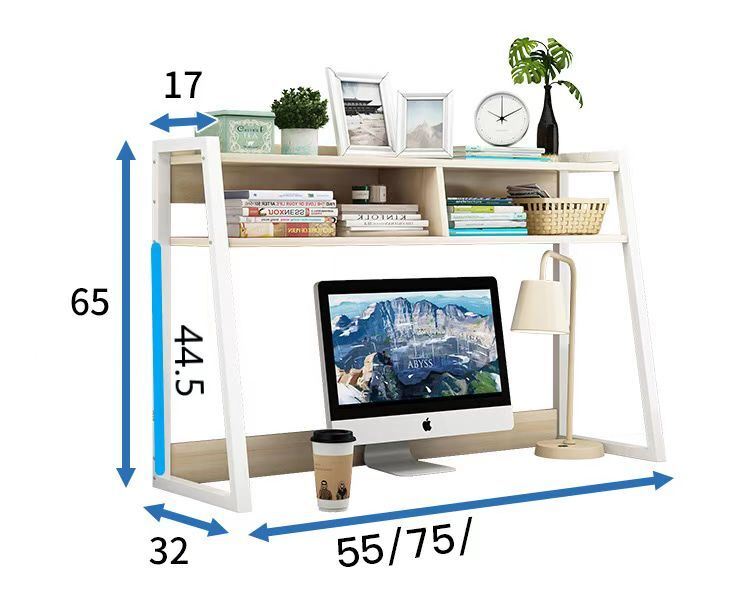 Zion Versatile Desk Hutch Storage Shelf Unit Organizer (White Oak)