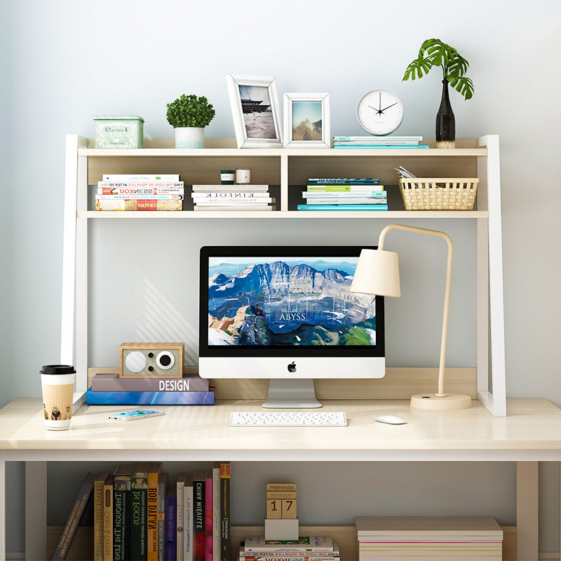 Zion Versatile Desk Hutch Storage Shelf Unit Organizer (White Oak)
