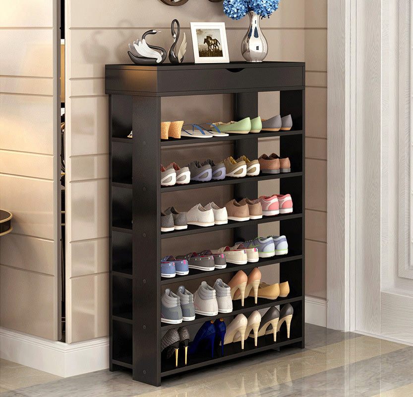 Fiesta 7 Tier Extra Spacious Wooden Shoe Rack Organizer Shelf Cabinet (Black Walnut)