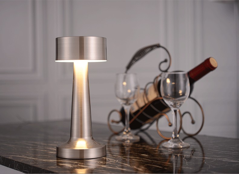 Luxe Designer LED Table Lamp Cordless Touch Sensor Night Light (Silver)