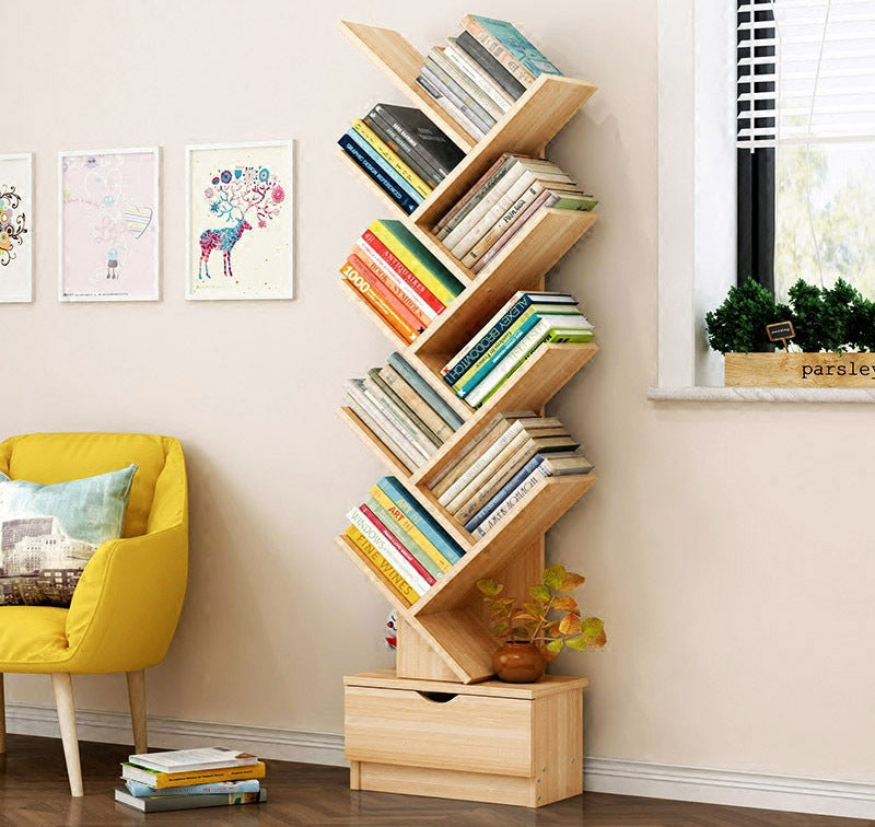 Resort Bookshelf Display Cabinet Shelf Bookcase Organizer (Oak)