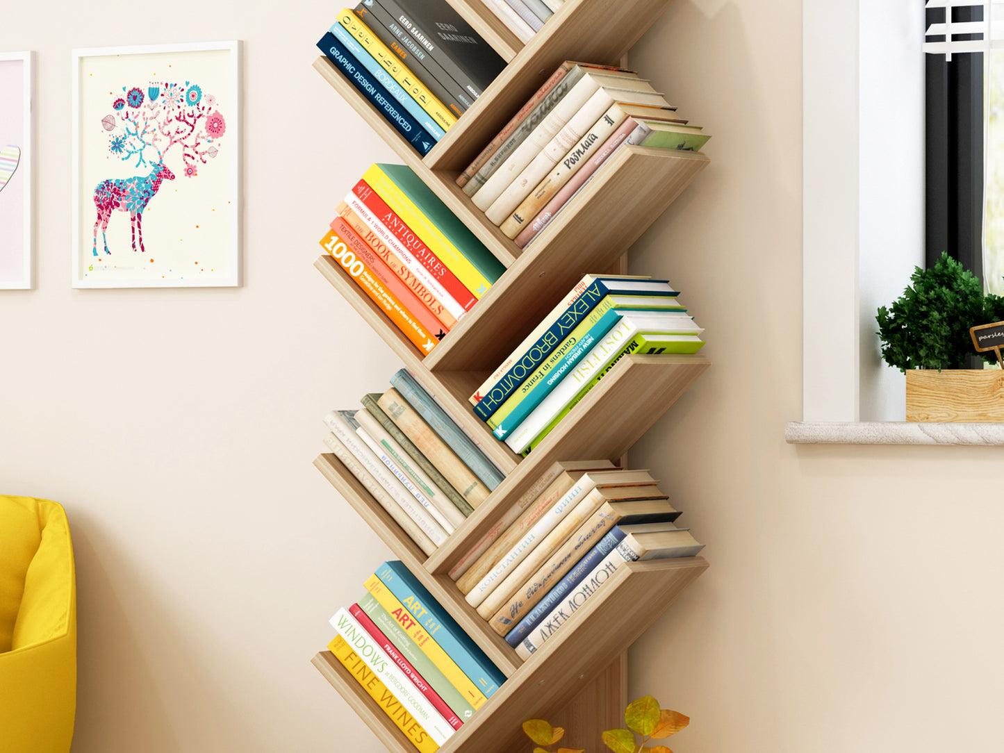 Resort Bookshelf Display Cabinet Shelf Bookcase Organizer (Oak)
