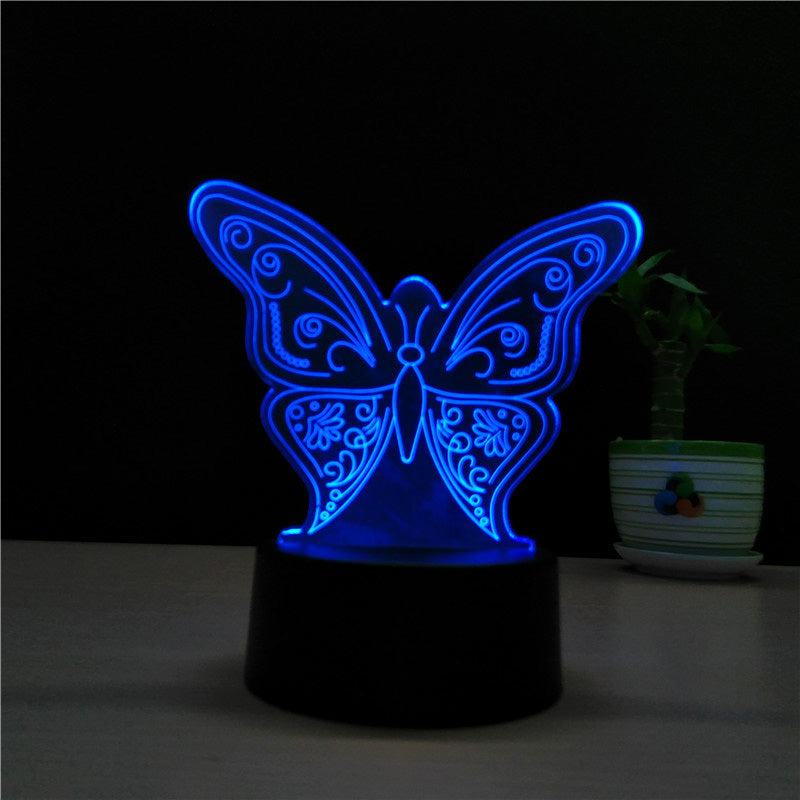 3D Butterfly LED Colour-Changing Night Light Lamp
