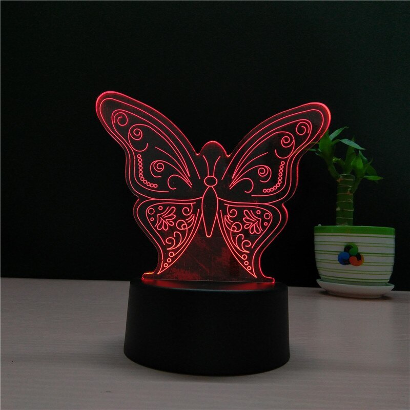3D Butterfly LED Colour-Changing Night Light Lamp