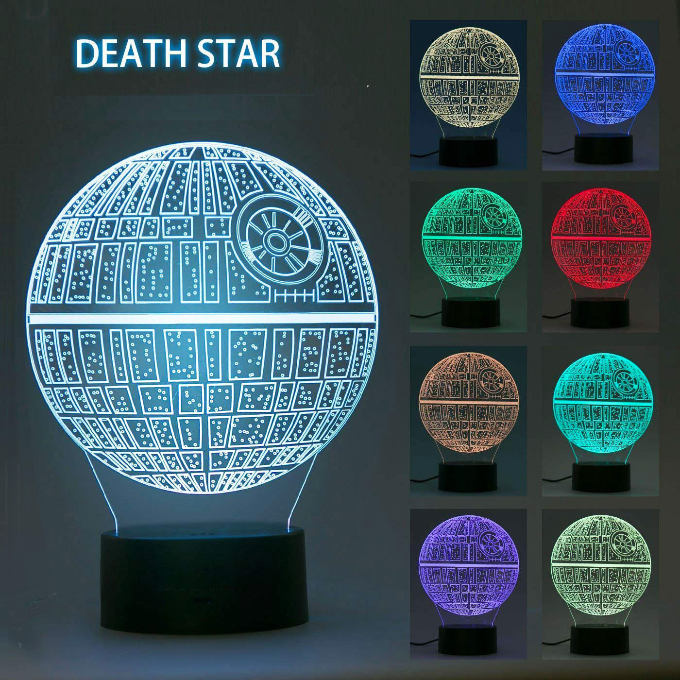 3D Planet Death Star War LED Colour-Changing Night Light Lamp