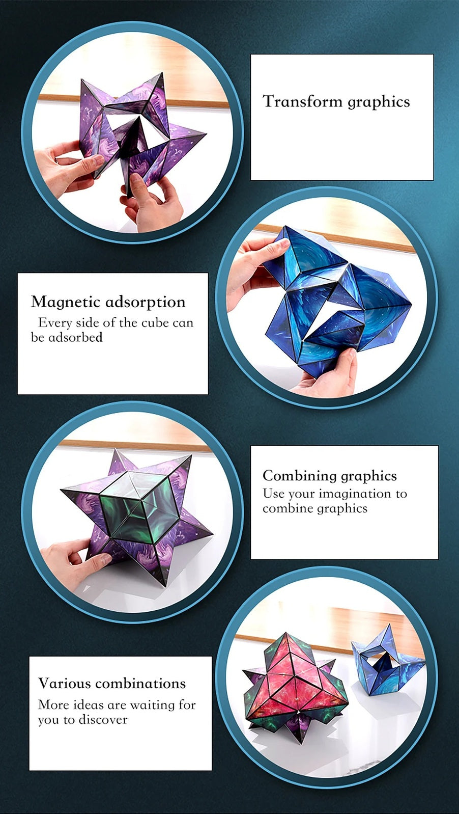 3D Galaxy Magic Magnetic Cube Space Puzzle Stress Relief Fidget Toy