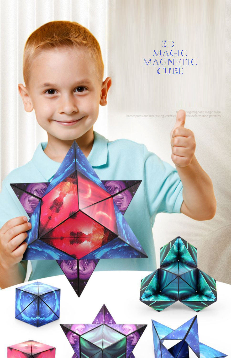 3D Galaxy Magic Magnetic Cube Space Puzzle Stress Relief Fidget Toy
