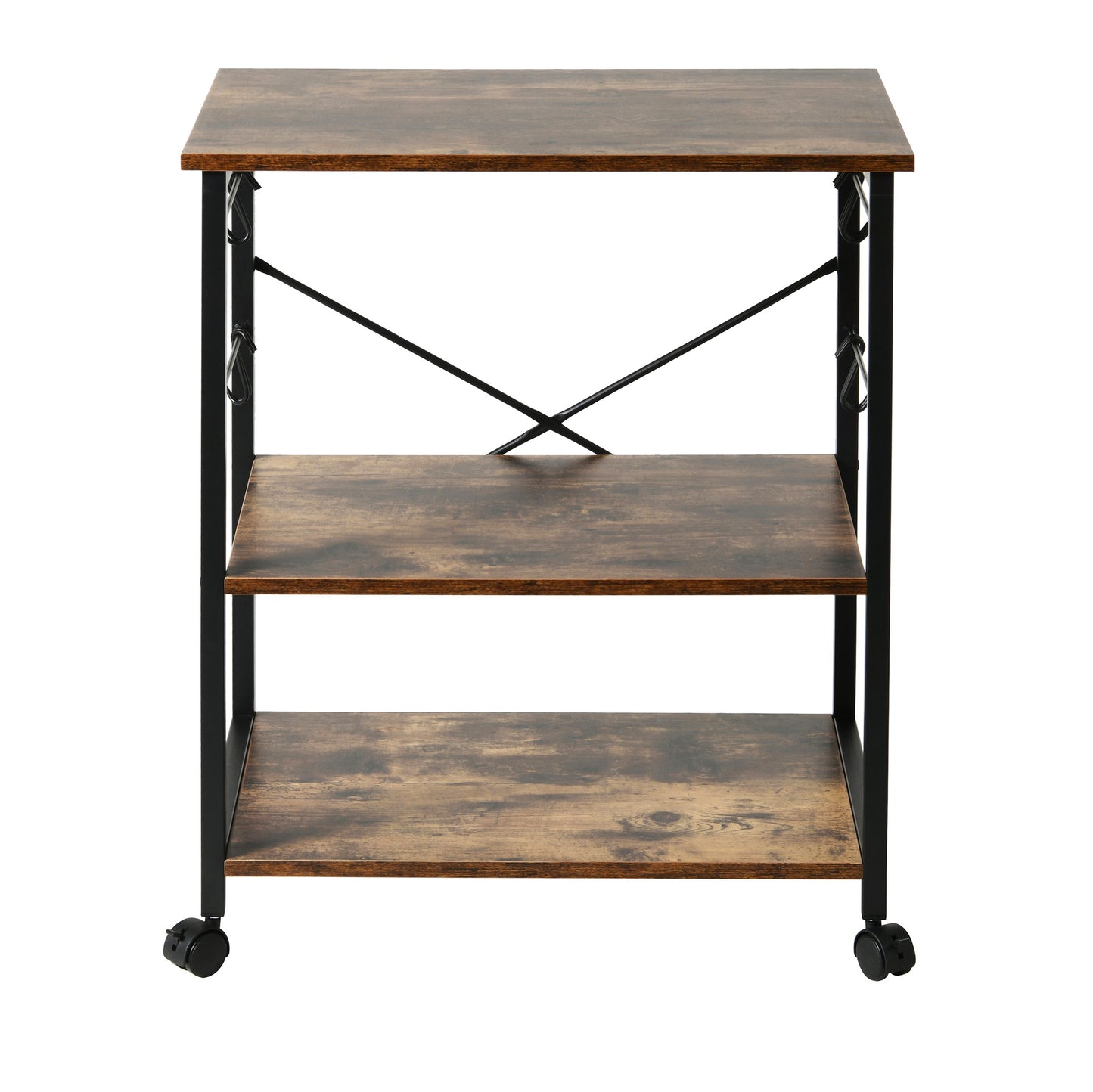 Atlas Rustic Wood & Steel Multipurpose Utility Cart Storage Shelf Kitchen Trolley