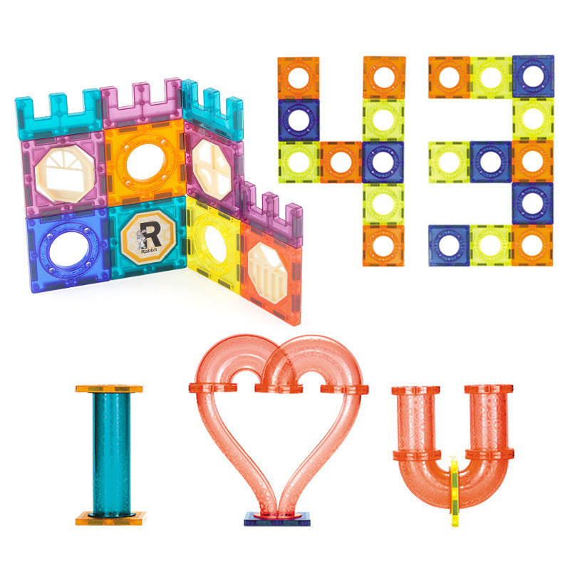 107 PCS Magic Magnetic Tiles Building Blocks 3D Slide Educational Toy Set