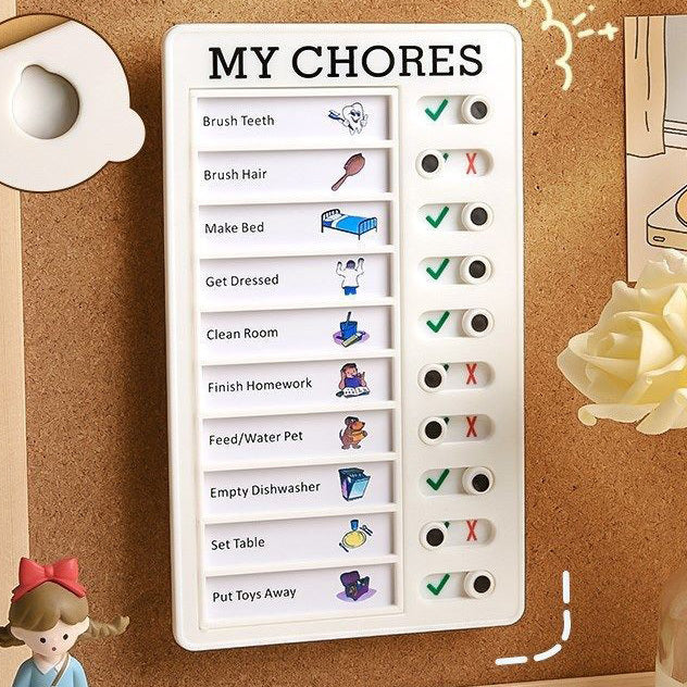 My Chores Chart Reusable Checklist Memo Message Note Board Planner with Slider