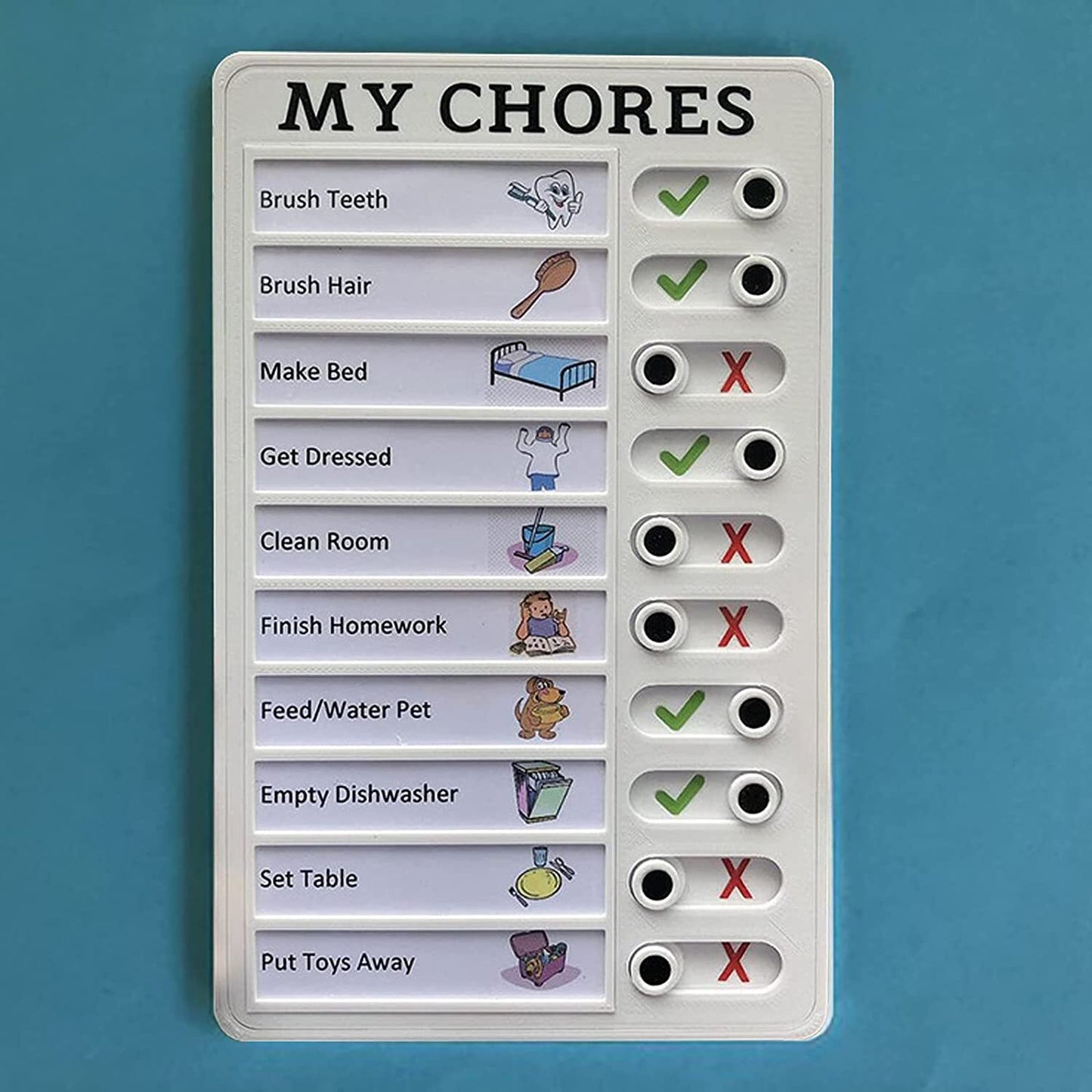 My Chores Chart Reusable Checklist Memo Message Note Board Planner with Slider