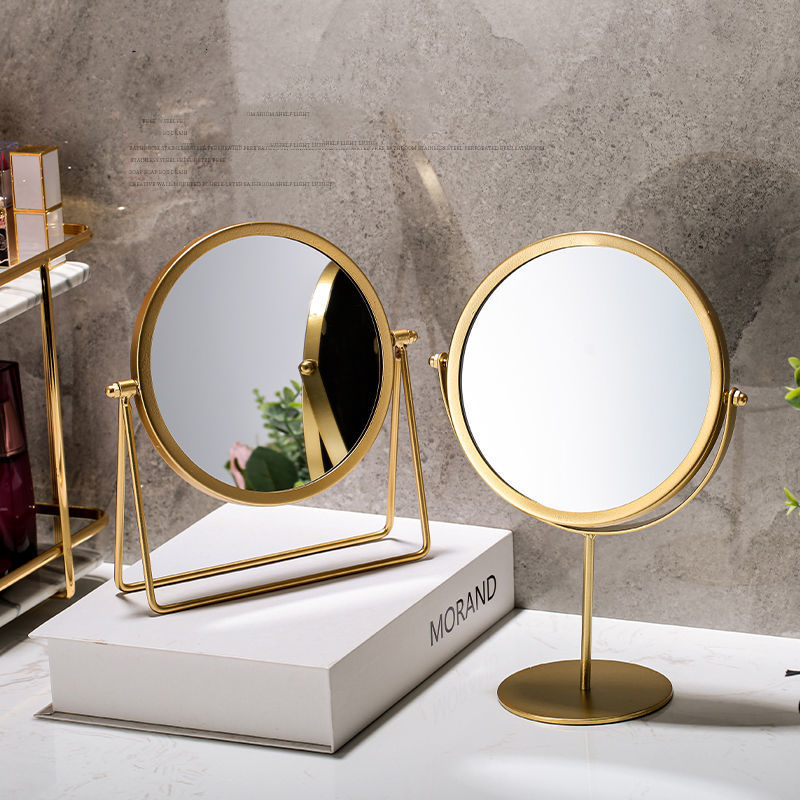 360-degree Rotating Dressing Makeup Vanity Cosmetic Tabletop Round Mirror (Gold)