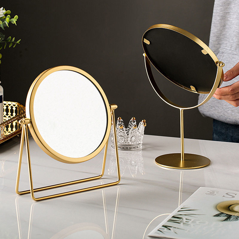 360-degree Rotating Dressing Makeup Vanity Cosmetic Tabletop Round Mirror (Gold)