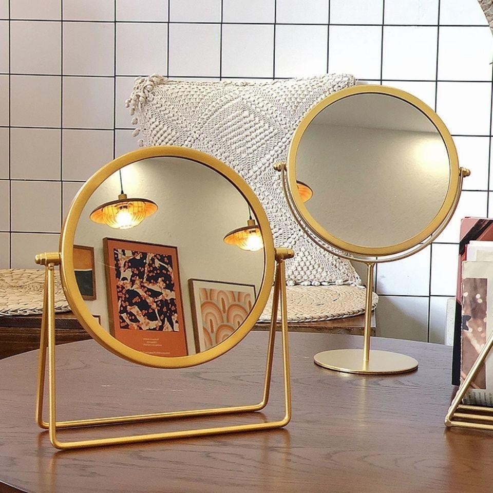 360-degree Rotating Dressing Makeup Vanity Cosmetic Tabletop Round Mirror (Gold)