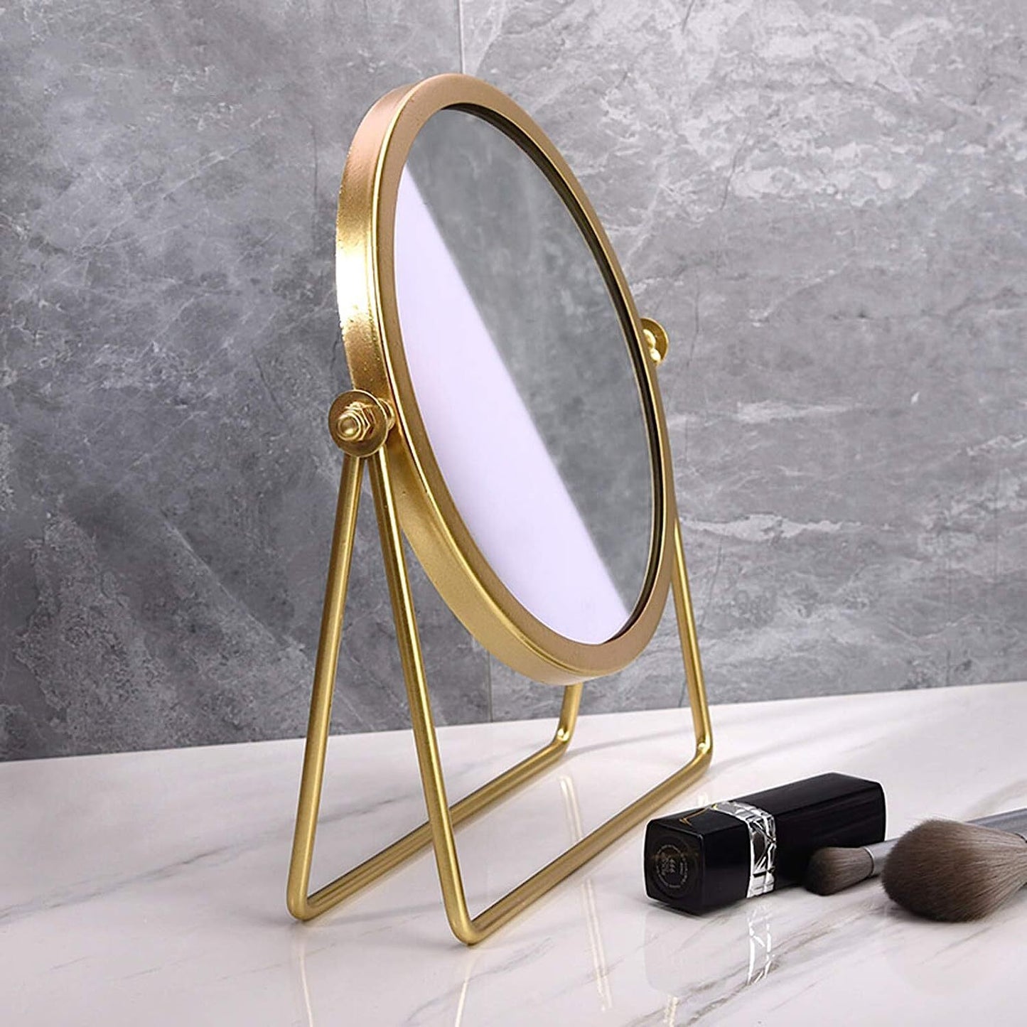 360-degree Rotating Dressing Makeup Vanity Cosmetic Tabletop Round Mirror (Gold)