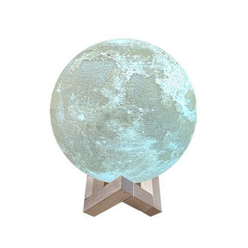 3D Moon Lunar Lamp Touch Sensor LED Night Light with Wooden Base