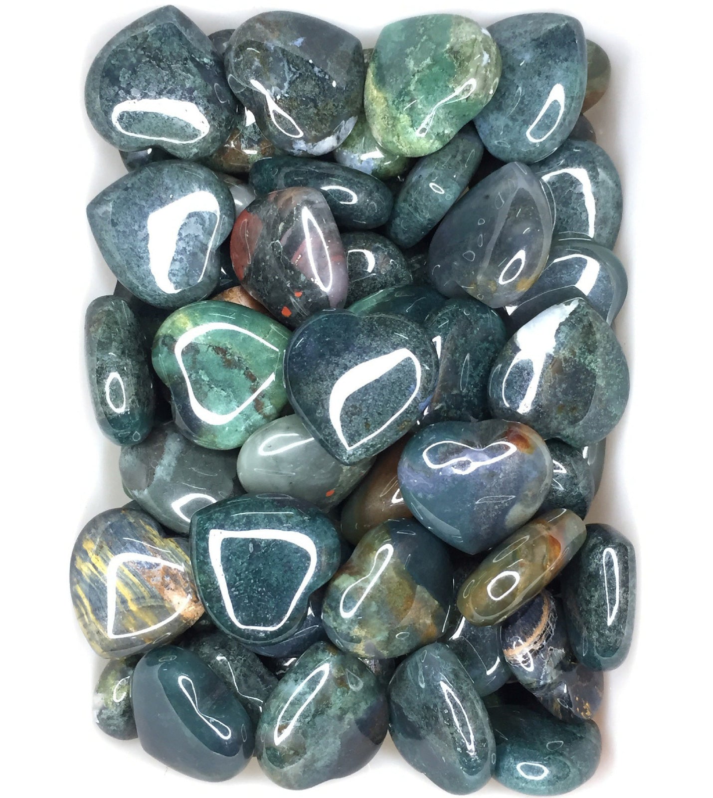 Bloodstone Moss Agate Heart Stone Crystal Natural Gemstone