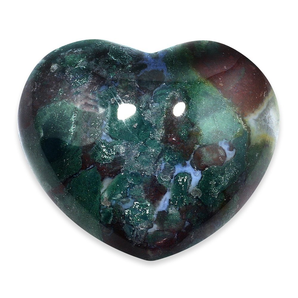 Bloodstone Moss Agate Heart Stone Crystal Natural Gemstone