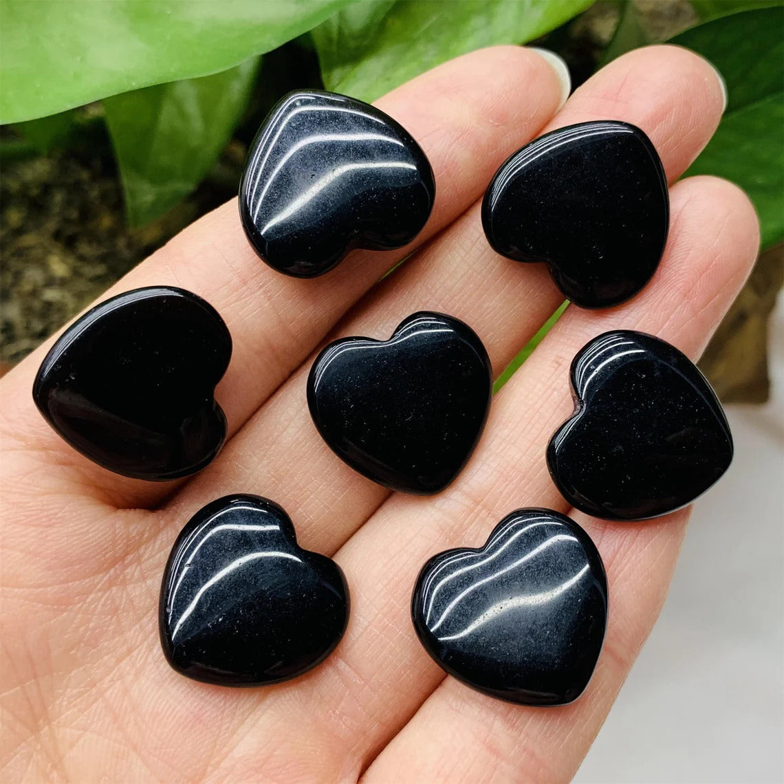 Black Obsidian Crystal Heart Stone Natural Gemstone