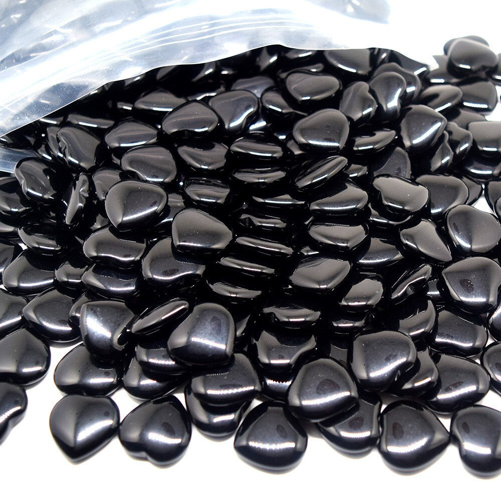 Black Obsidian Crystal Heart Stone Natural Gemstone