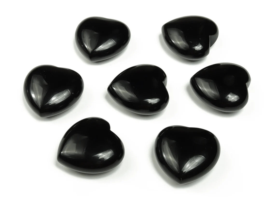 Black Obsidian Crystal Heart Stone Natural Gemstone