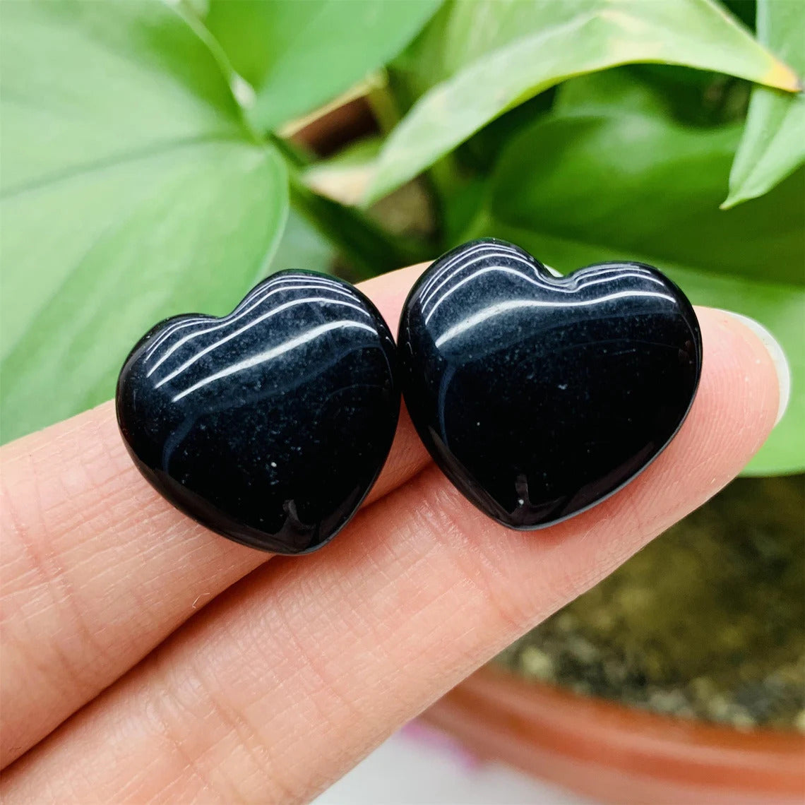 Black Obsidian Crystal Heart Stone Natural Gemstone