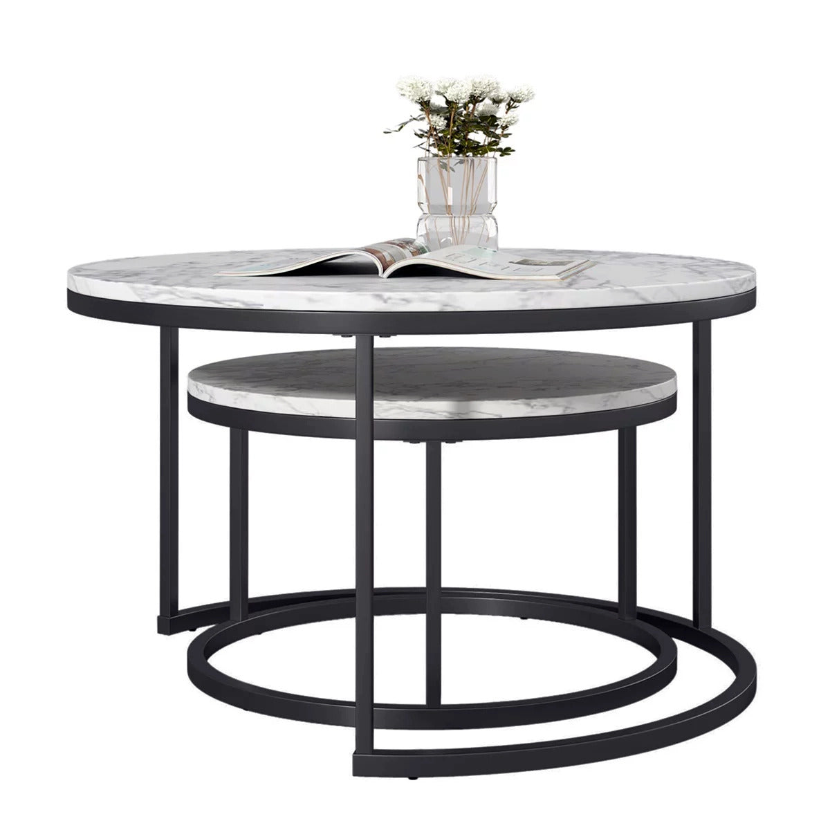 Synergy 2 In 1 Designer Nesting Coffee Tables (White)