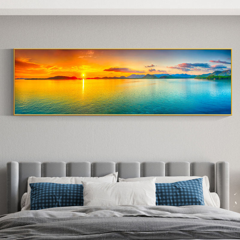 Beach Painting Framed Long Canvas Wall Art - 100cm x 30cm