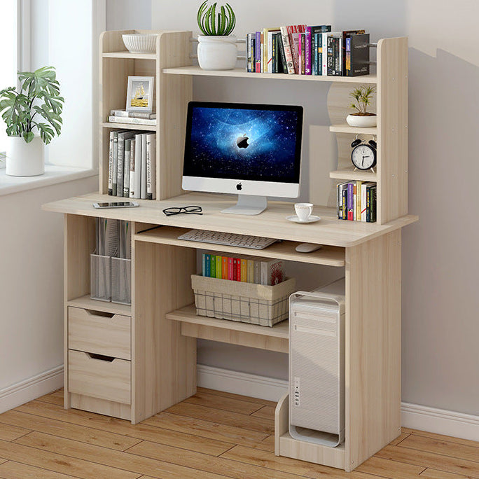 Expert Computer Desk Workstation with Shelf & Cabinet (White Oak)
