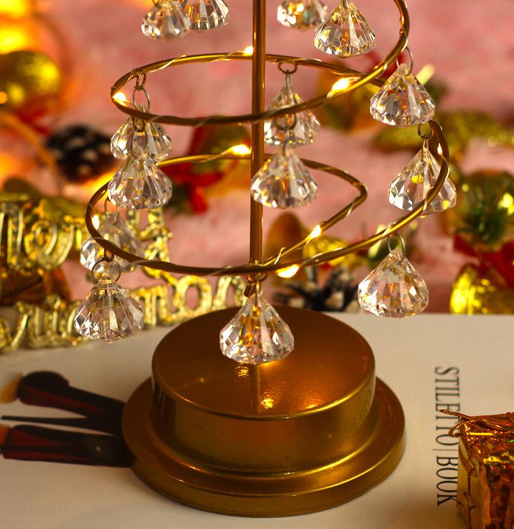 Gold Spiral LED Crystal Christmas Tree Lamp Light - 31cm