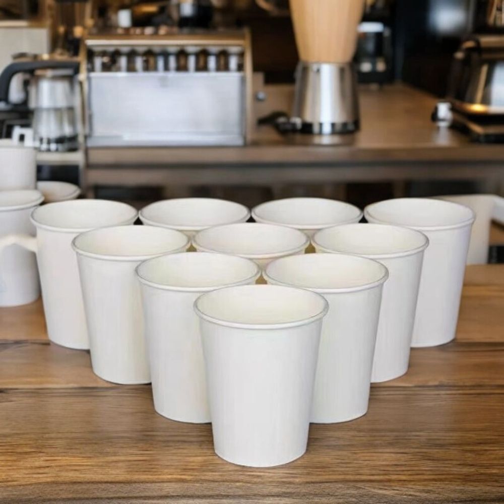 50 X White Paper Eco-Friendly Food-Grade Beverage Drinking Cups