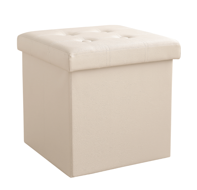 50L PU Leather Ottoman Foldable Storage Stool (Beige)