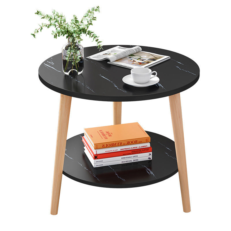 Malibu Black Marble Look Round End Coffee Table