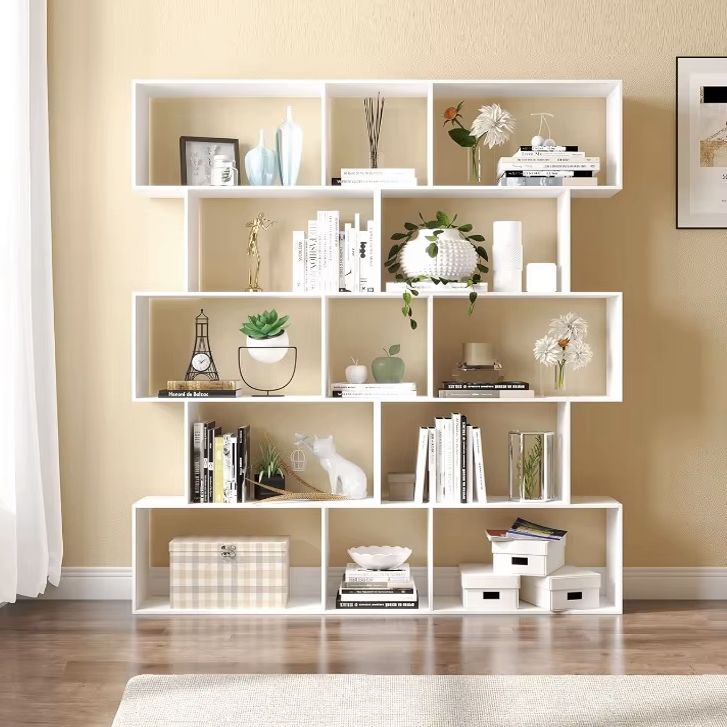5 Tier Lumina Modern Display Bookshelf Storage Bookcase Shelves (White)