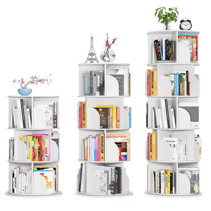 Sanctuary 360-degree Rotating 3 Tier Display Shelf Bookcase Organiser (White)