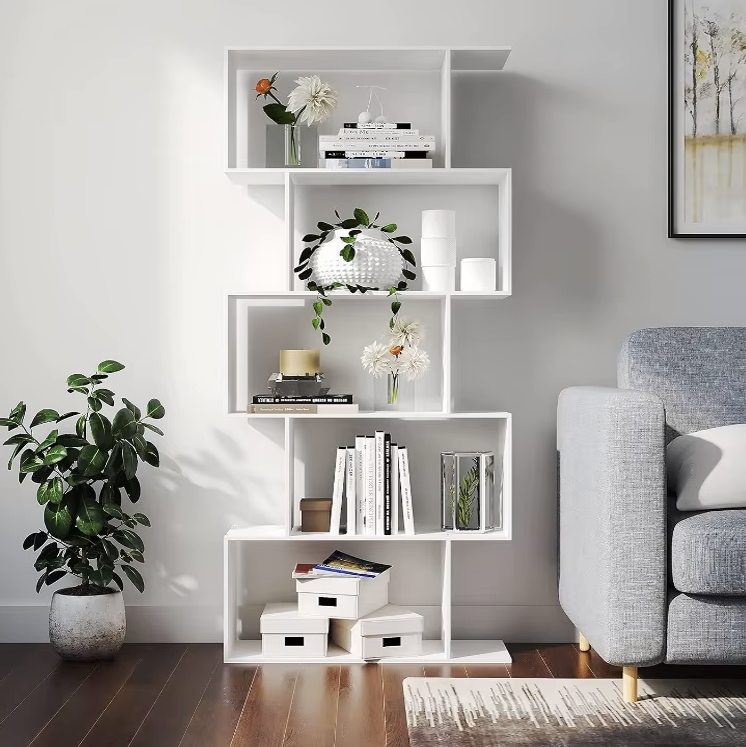 5 Tier Lumina Modern Display Bookshelf Storage Bookcase Shelves (White)