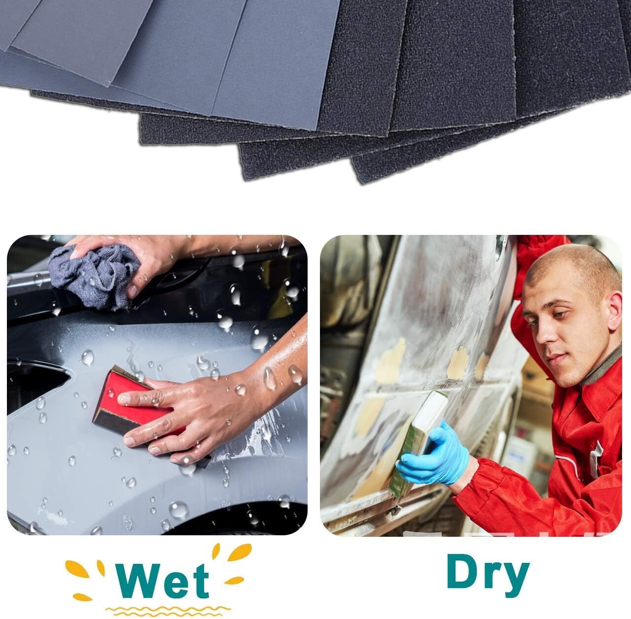 42PCS Sandpaper 120 to 3000 Assorted Grit Wet Dry Wood Sanding Sheets