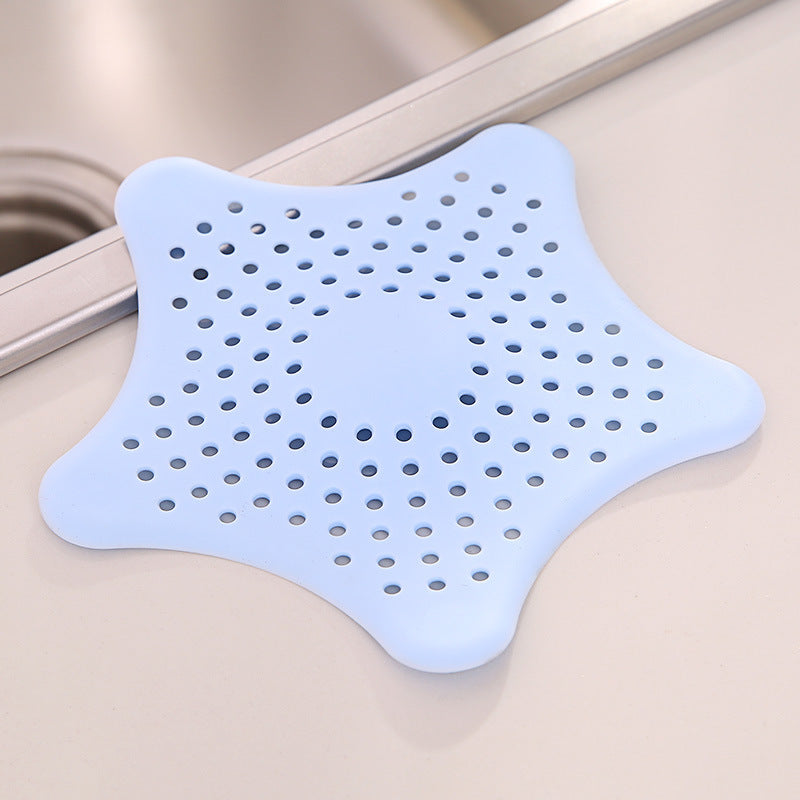 Kitchen Sink Strainer Bathroom Drainer Shower Bath Drain Protector Silicone Waste Filter (Blue Star)