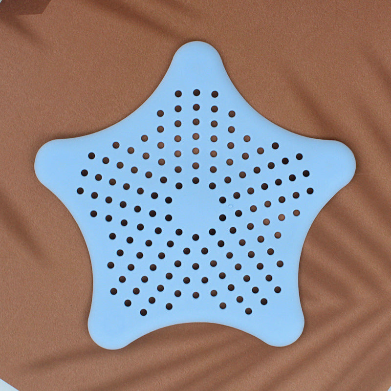 Kitchen Sink Strainer Bathroom Drainer Shower Bath Drain Protector Silicone Waste Filter (Blue Star)