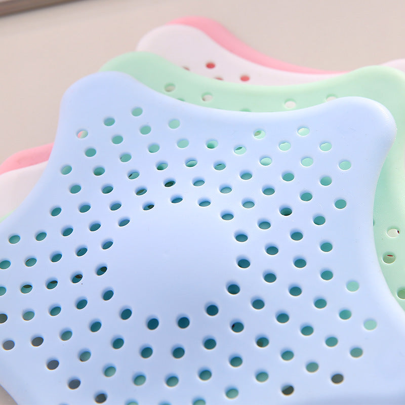 Kitchen Sink Strainer Bathroom Drainer Shower Bath Drain Protector Silicone Waste Filter (Blue Star)