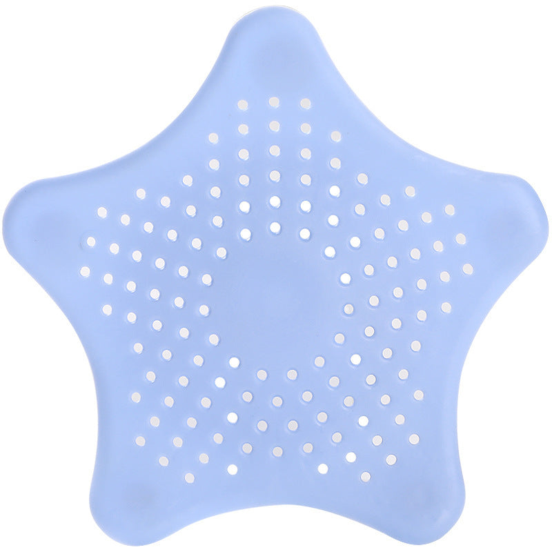 Kitchen Sink Strainer Bathroom Drainer Shower Bath Drain Protector Silicone Waste Filter (Blue Star)